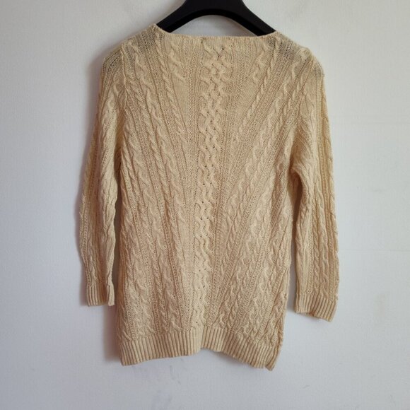 Ladies Petite SZ PM Lauren Ralph Lauren Beige Linen Sweater - Picture 2 of 3